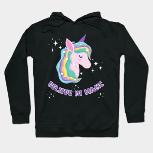 Believe In Magic Beautiful Unicorn With Stars Hoodie